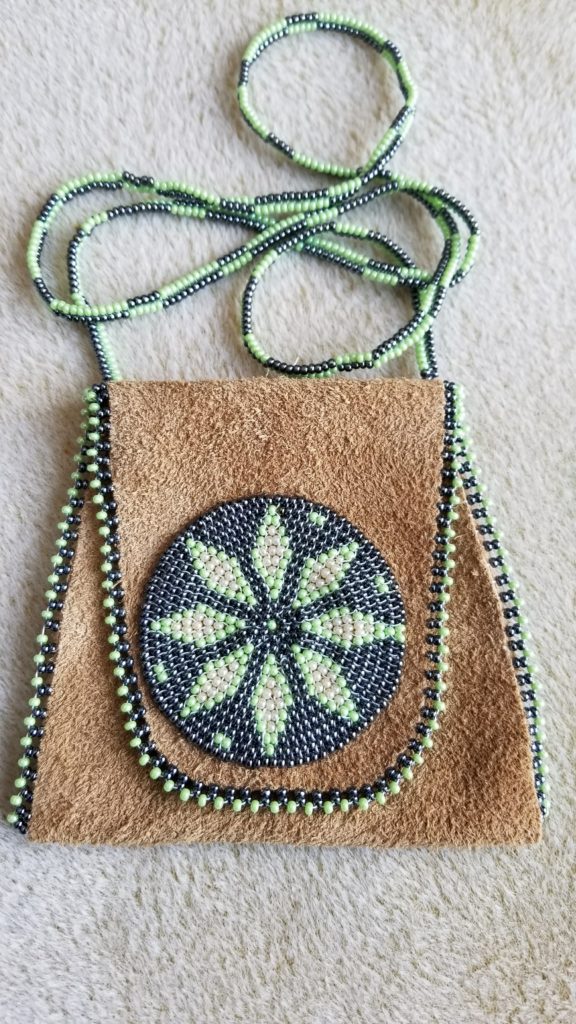 Buckskin Bag with Beaded Rosette